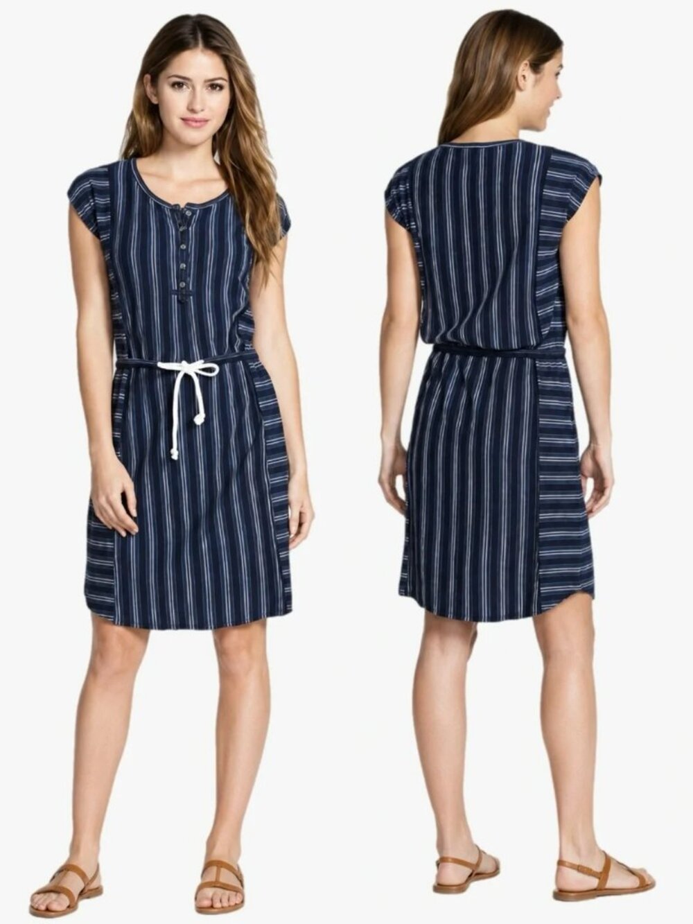 NWOT! LUCKY BRAND LOTUS Navy & White STRIPED DRESS SZ M